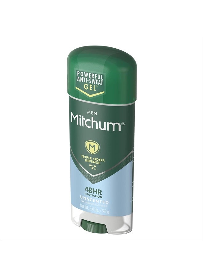 Mitchum Antiperspirant Deodorant Stick for Men, Triple Odor Defense Gel, 48 Hr Protection, Dermatologist Tested, Alcohol Free, Unscented, 3.4 oz, green - Image 3
