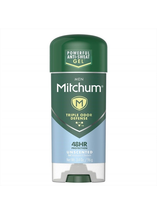 Mitchum Antiperspirant Deodorant Stick for Men, Triple Odor Defense Gel, 48 Hr Protection, Dermatologist Tested, Alcohol Free, Unscented, 3.4 oz, green - Image 1