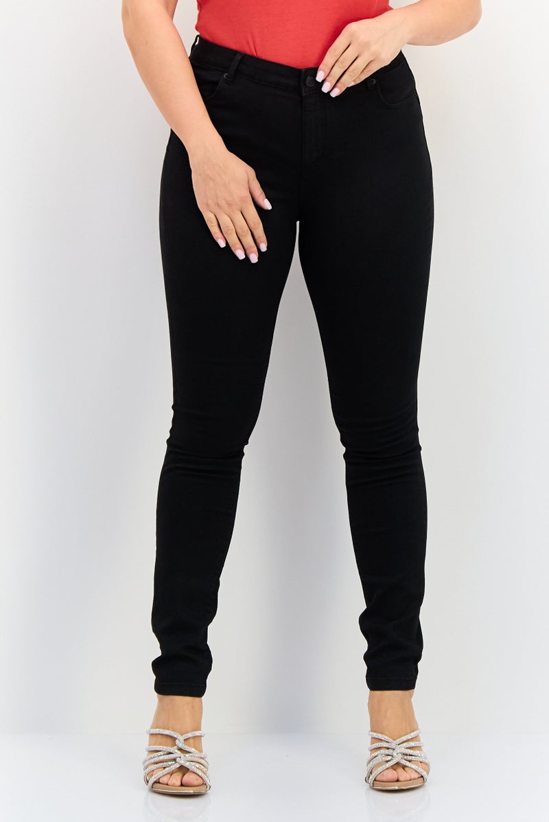 VERO MODA جينز مستقيم الساق القابل للتمدد من فيرو مودة للنساء بتصميم عادي، أسود - Image 1