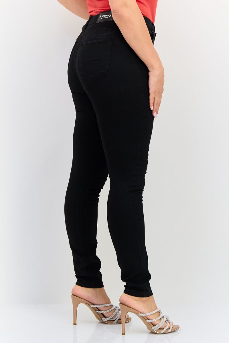 VERO MODA جينز مستقيم الساق القابل للتمدد من فيرو مودة للنساء بتصميم عادي، أسود - Image 4