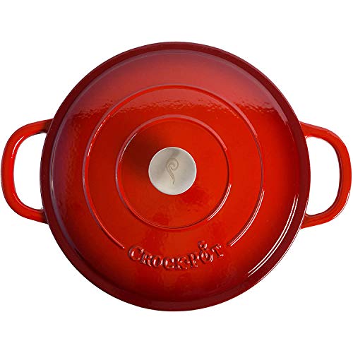 Crock-Pot Crock Pot Artisan Enameled Cast Iron Braiser W/Lid, 5 Quart, Scarlet Red - Image 4