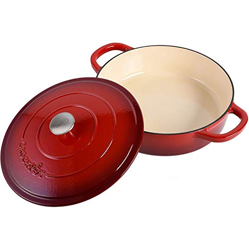 Crock-Pot Crock Pot Artisan Enameled Cast Iron Braiser W/Lid, 5 Quart, Scarlet Red - Image 3