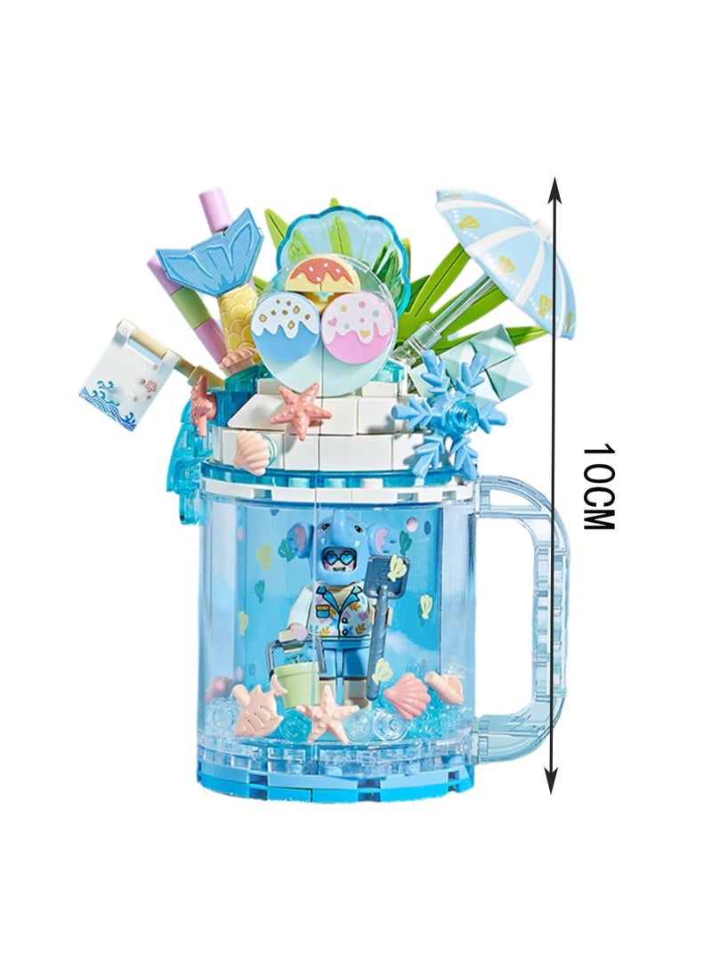 Sea Salt Mint 214 Pieces, Girl Ice Cream Ice Cream Milk Tea Cup Set Building Block Toys, Assembly Model, Gifts For Boys And Girls  - Image 2