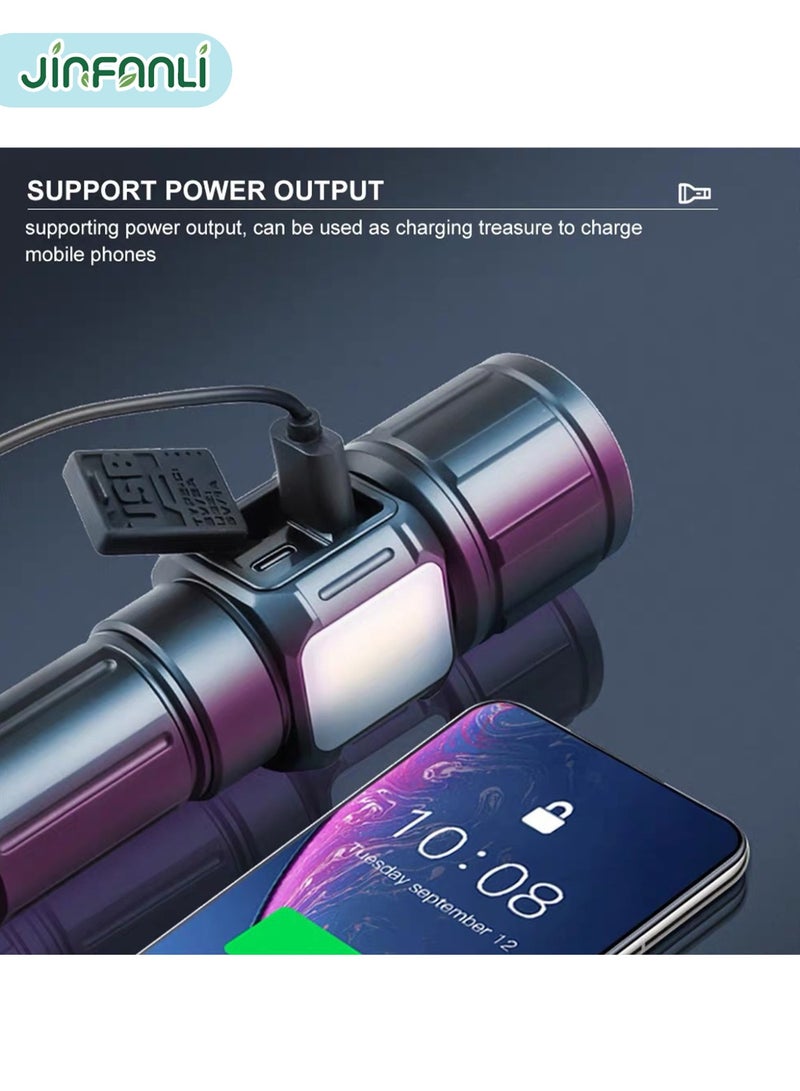 JINFANLI High Lumen Flashlight with Magnetic, Bright Flash Light 4 Modes with 5000 mAh Battery, Tactical Flashlight for Camping, Hiking, Dog Walking - Image 3