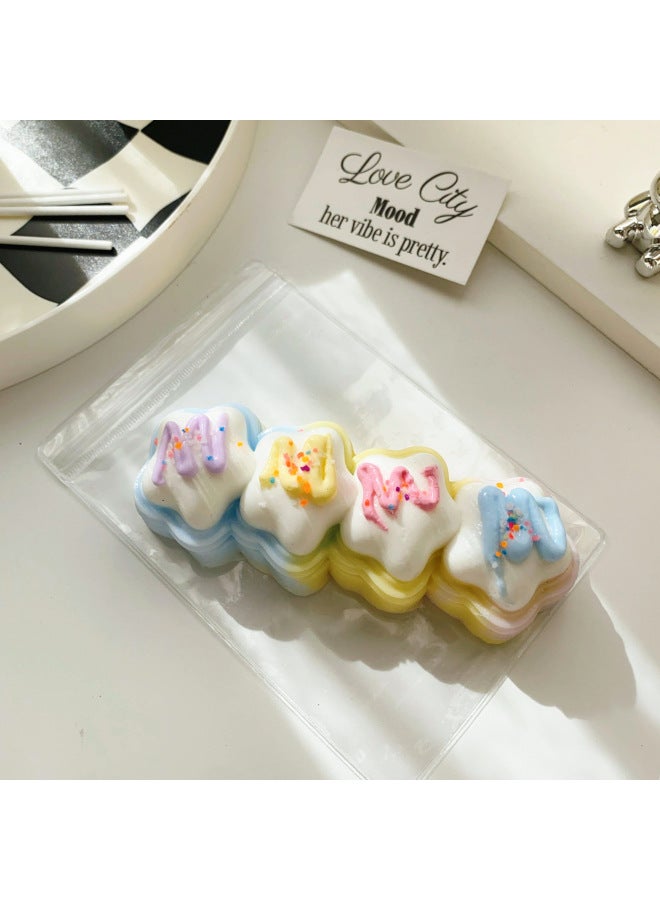 Super Soft Water Feeling Cream Feeling Silicone Pinch Music Decompression Toy Decompression Toy Handmade Food Grade Silicone-Color:Two Consecutive Stars (B05)