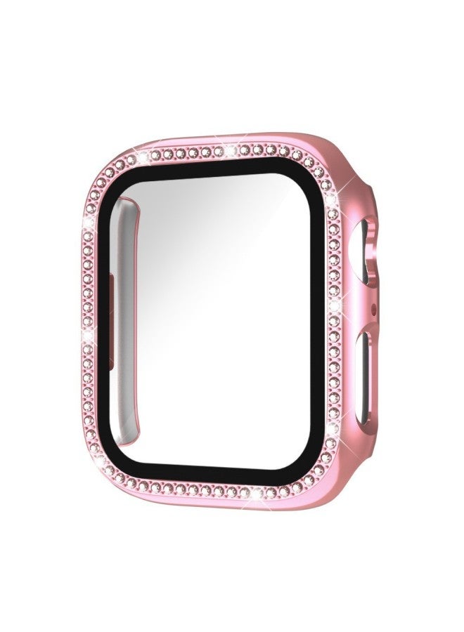 Suitable For Apple S10 Watch Protective Case Ultra Electroplated Iwatch S10 Watch Case Single Drill PC Case Film Integrated-Color:Pink -Dimensions:10th Generation  + Opp Bag  - Image 1