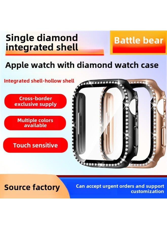Suitable For Apple S10 Watch Protective Case Ultra Electroplated Iwatch S10 Watch Case Single Drill PC Case Film Integrated-Color:Pink -Dimensions:10th Generation  + Opp Bag  - Image 2