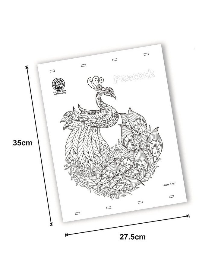 راتاناز مجموعة تلوين RATNA'S Doodle Art - 20 ورقة و12 قلم رسم - مجموعة تلوين ممتعة وتعليمية للأطفال والكبار - تصميمات حيوانات وطيور Doodle - دع إبداعك يتألق - Image 3