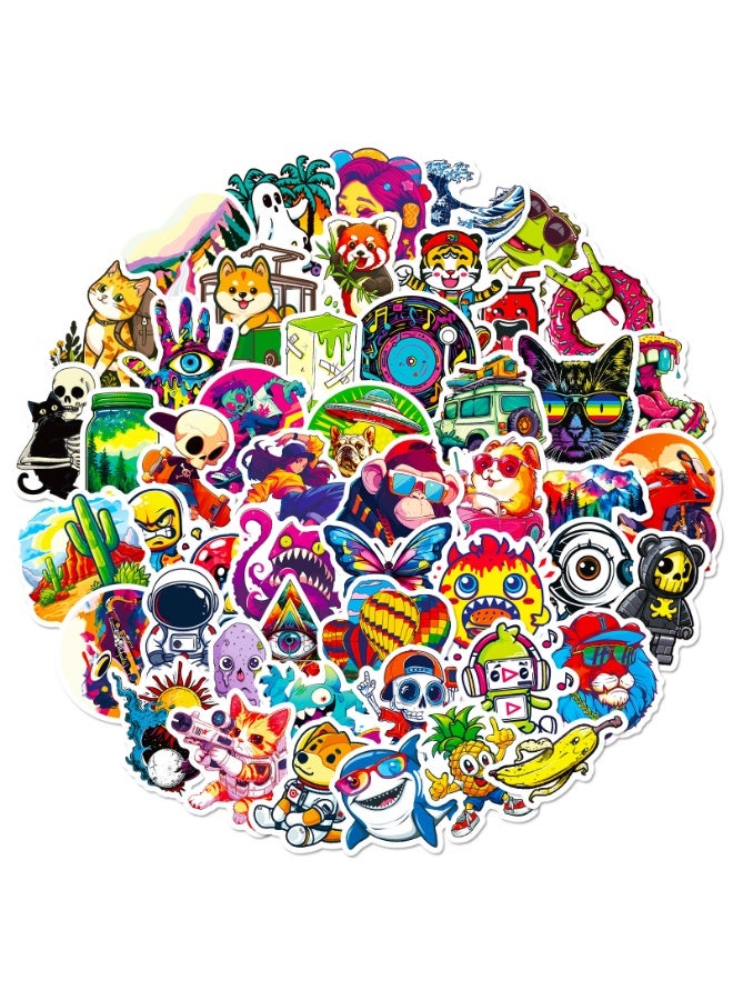 NIBEMINENT 50 Pcs Street Art Hip Hop Colorful Graffiti Deco Kit Waterproof Stickers, High Definition Printing Bright Colors, Suitable for Laptop Skateboard Luggage Water Bottle Guitar DIY - Image 1