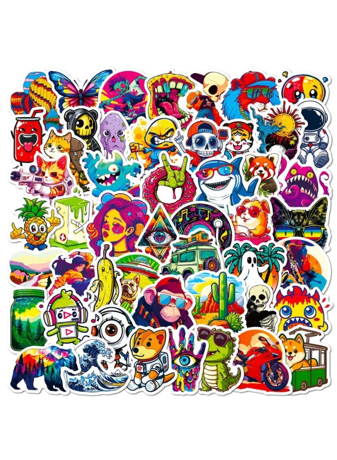 NIBEMINENT 50 Pcs Street Art Hip Hop Colorful Graffiti Deco Kit Waterproof Stickers, High Definition Printing Bright Colors, Suitable for Laptop Skateboard Luggage Water Bottle Guitar DIY - Image 2