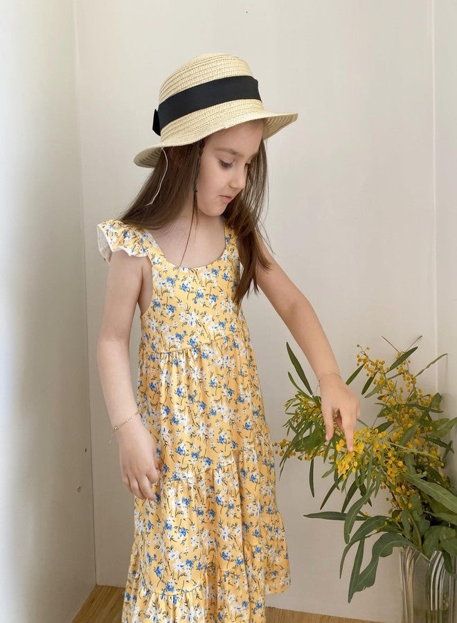 Kimoda Girls Dresses Size 6 Yellow Sundresses 5T for Little Girls Ruffle Sleeve Twirling Flowers Dress Size 5 for Spring Summer - Image 2