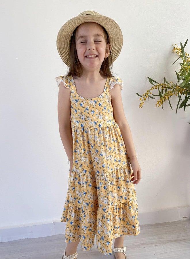 Kimoda Girls Dresses Size 6 Yellow Sundresses 5T for Little Girls Ruffle Sleeve Twirling Flowers Dress Size 5 for Spring Summer - Image 5