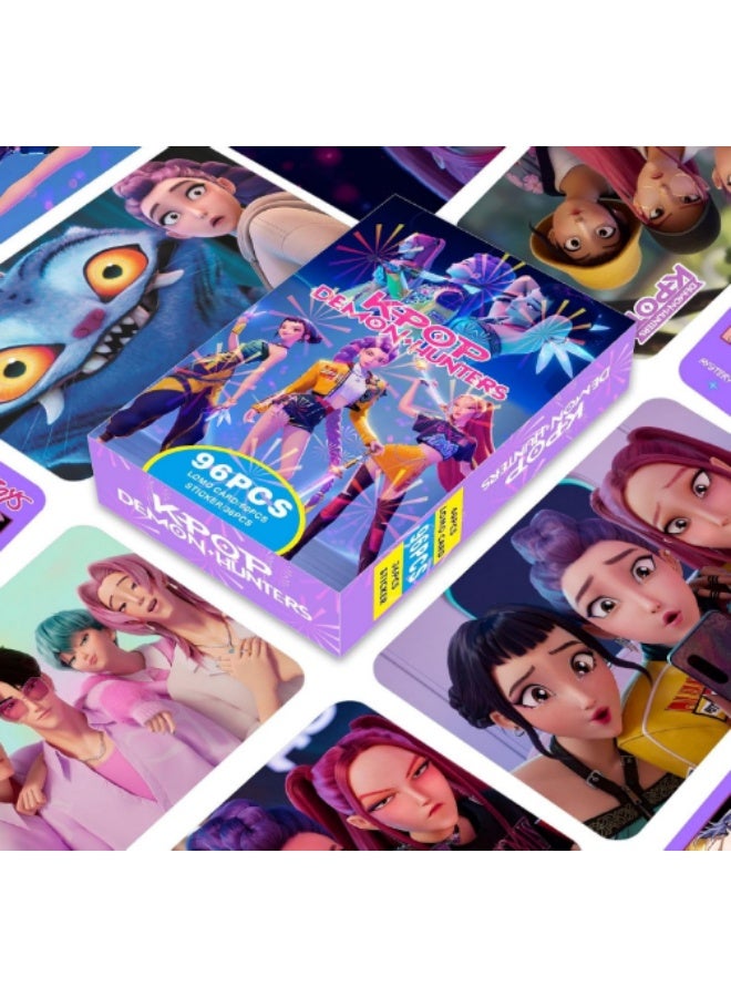 كيبوب مجموعة KPOP HUNTRIX - 92 بطاقة صور لومو/ليزر + مقلمة KPOP | مجموعة بطاقات صور قابلة للتجميع لشخصيات الأنمي ميرا، رومي، زوي | هدية لمحبي الكيبوب من الفتيات والمراهقات والأطفال - Image 3