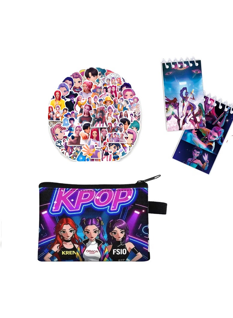 KPOP HUNTRIX Bundle Set –100 PCS KPOP STICKER+ TWO SPIRAL MINI NOTE BOOK + Free KPOP MINI Case | MIRA, RUMI, ZOEY Anime Idol Collectible Pack | K-Pop Merch Gift for Girls, Teens & Fans,Kids - Image 1