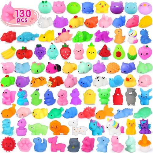 Yunaking 130PCS Squishies Mochi Squishy Toy Kawaii Squishies Party Favors for Kids Stress Relief Fidget Toys Treasure Box Toys Classroom Prizes Kid Easter Egg Fillers Xmas Goodie Bag Stuffers Random - Image 1