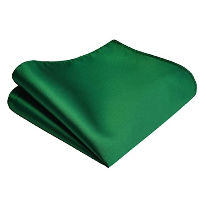منديل جيب من مزيج الحرير مقاس 9.84 × 9.84 بوصة، منديل جيب أخضر سادة للرجال - ملمس ناعم ومريح سهل العناية للمناسبات الرسمية وحفلات الزفاف والهدايا للأب - Image 1