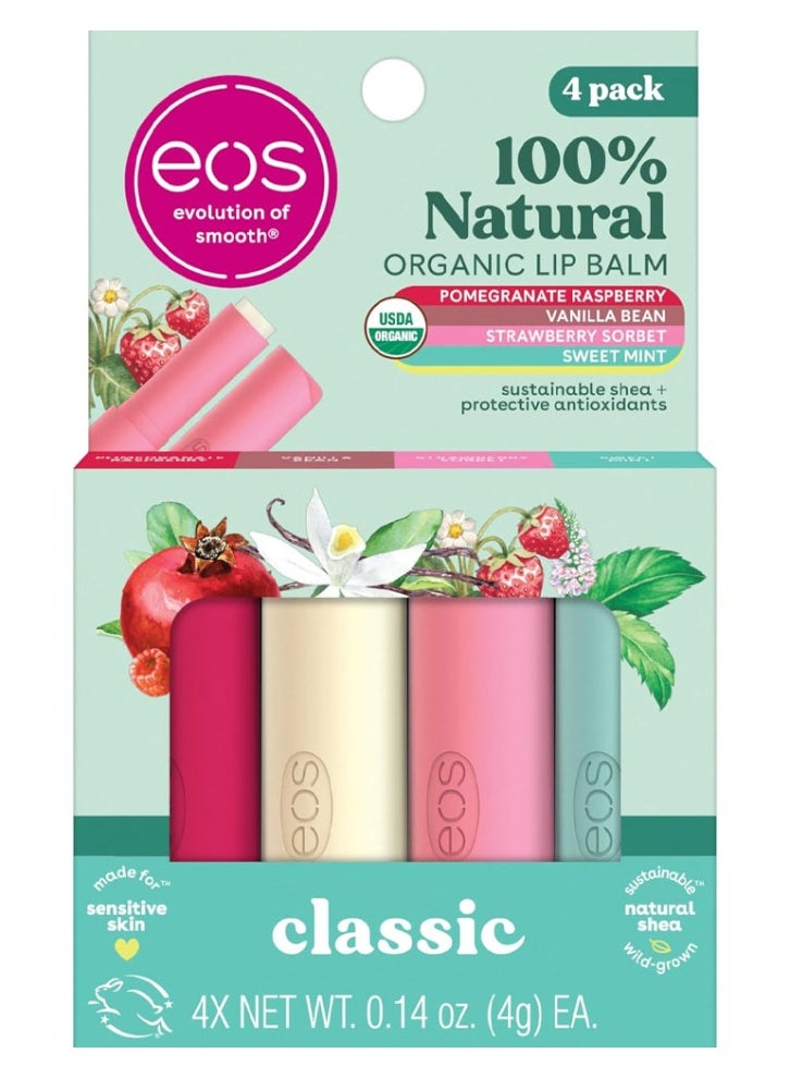 EOS 100 Natural Organic Lip Balm, Strawberry, Sorbet, Vanilla Bean, Sweet Mint, Pomegranate, Raspberry, Lip Care Products, 014 oz - Image 1