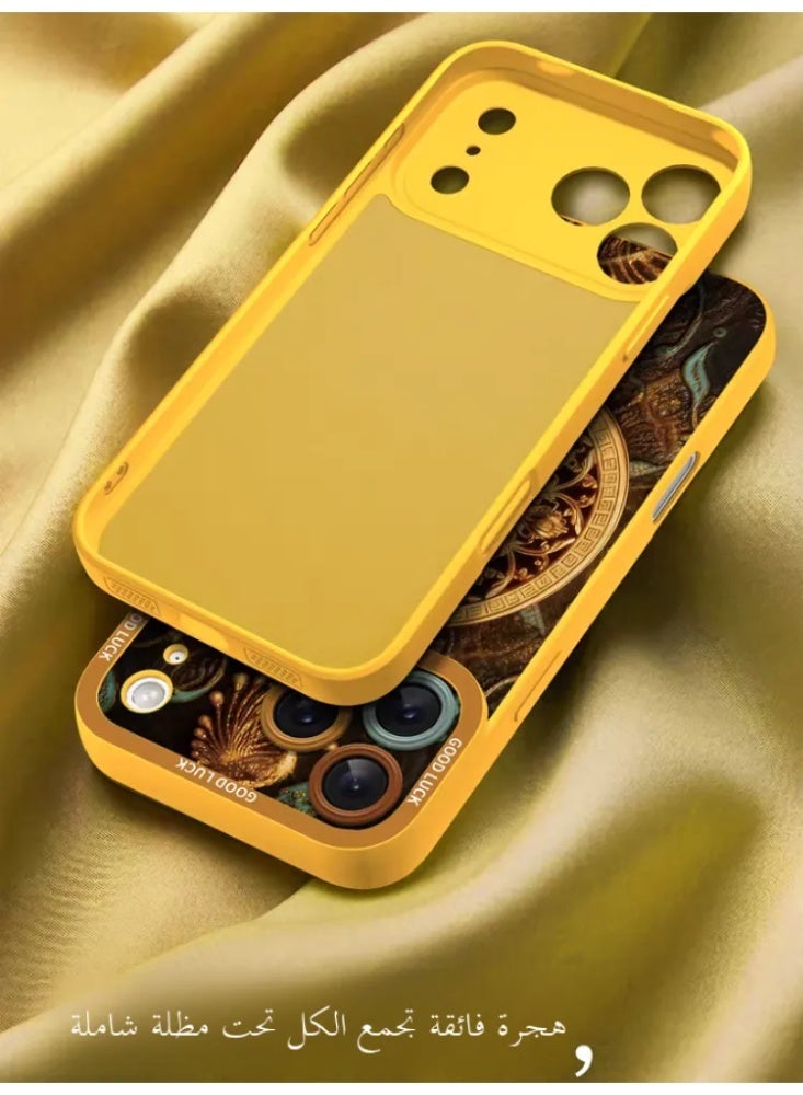 Lucky Eight Treasures Compass Phone Case, Liquid Silicone Shockproof Cover for iPhone - Image 4