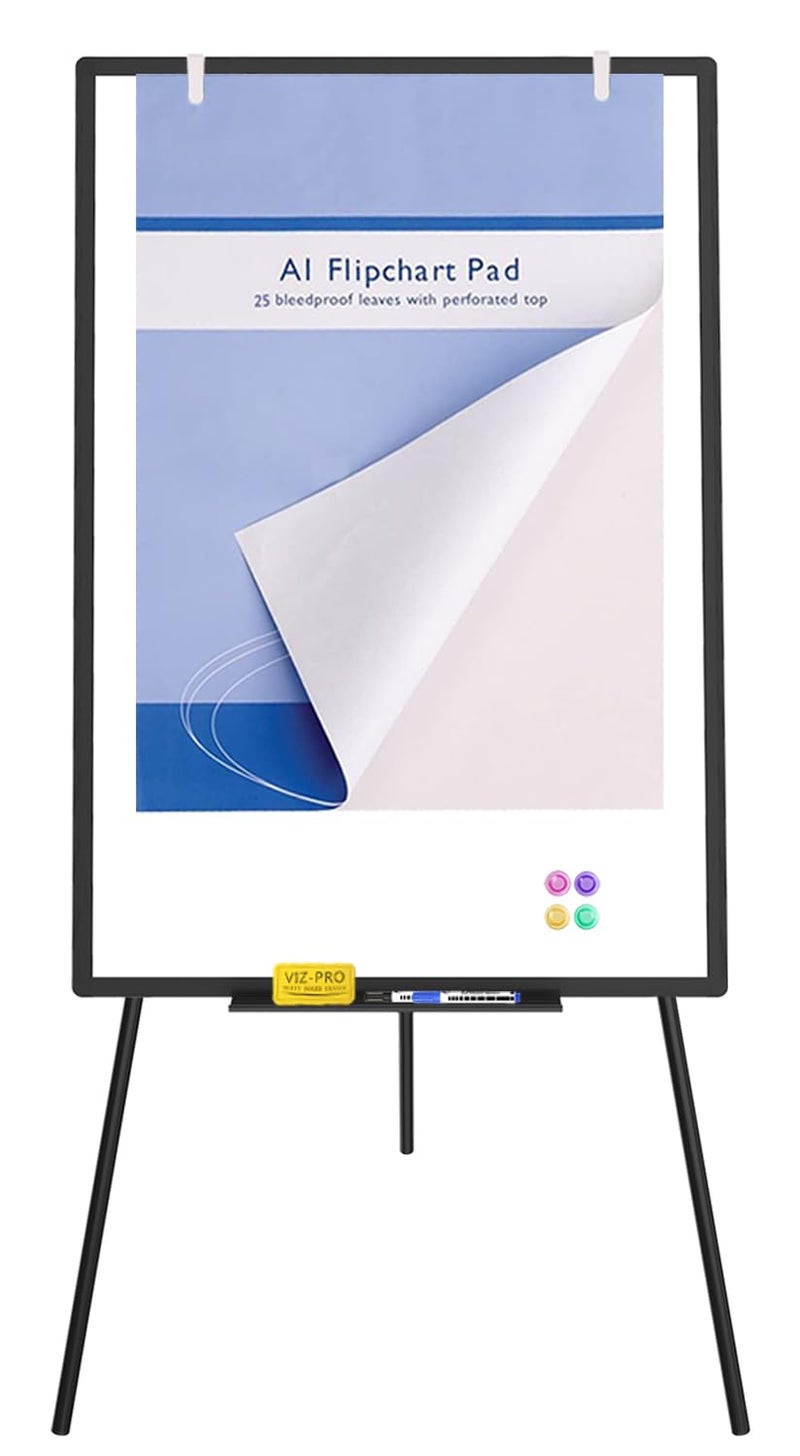 VIZ-PRO لوحة بيضاء مغناطيسية من VIZ-PRO، سوداء، 36 × 24 بوصة، لوحة قابلة للتعديل في الارتفاع للاستخدام في المدرسة والمكتب والمنزل - Image 2