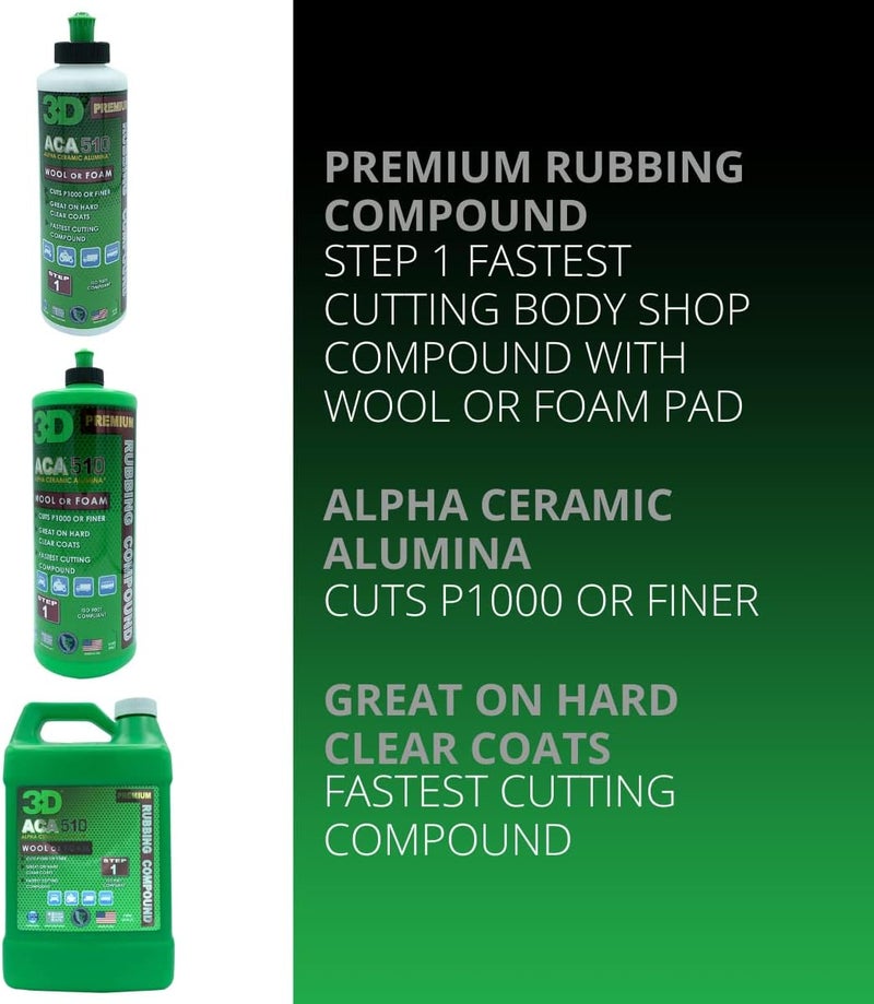 ACA 510 Rubbing Compound – Fast-Cutting Paint Correction Compound with Alpha Ceramic Alumina | Body Shop Safe, Low Dust, Silicone-Free, Made in USA - 8 oz