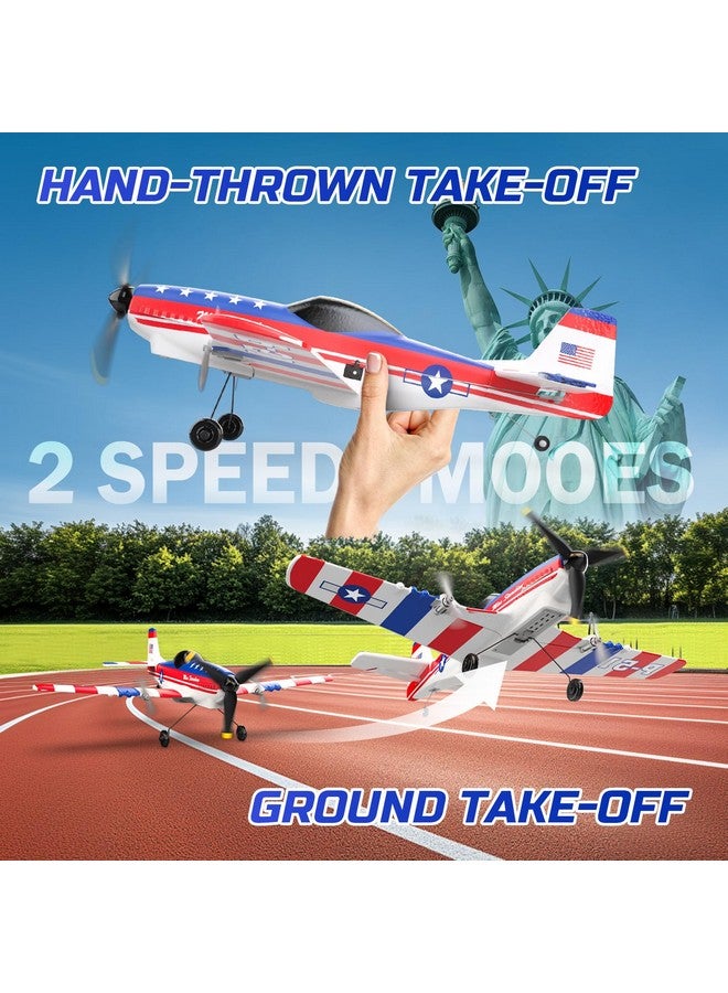 DEERC Rc Plane 3 Channel P51D Mustang Remote Control Airplane Fighter Toys,2.4Ghz 6-Axis Gyro Stabilizer Rtf Glider Aircraft Plane With 2 Batteries,Easy To Fly For Adults Kids Beginners Boys - Image 2