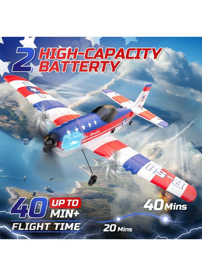DEERC Rc Plane 3 Channel P51D Mustang Remote Control Airplane Fighter Toys,2.4Ghz 6-Axis Gyro Stabilizer Rtf Glider Aircraft Plane With 2 Batteries,Easy To Fly For Adults Kids Beginners Boys - Image 3