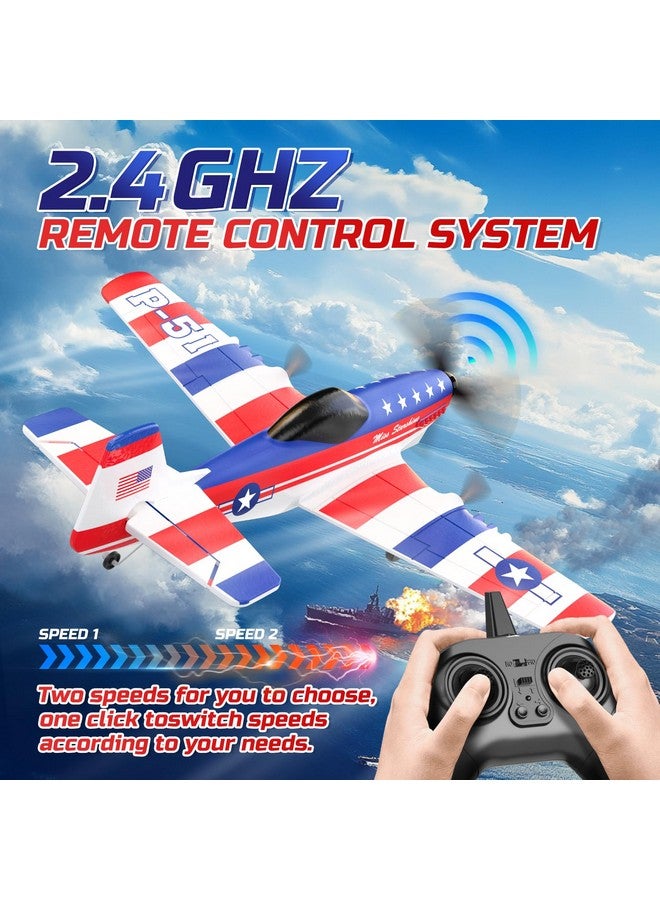 DEERC Rc Plane 3 Channel P51D Mustang Remote Control Airplane Fighter Toys,2.4Ghz 6-Axis Gyro Stabilizer Rtf Glider Aircraft Plane With 2 Batteries,Easy To Fly For Adults Kids Beginners Boys - Image 5