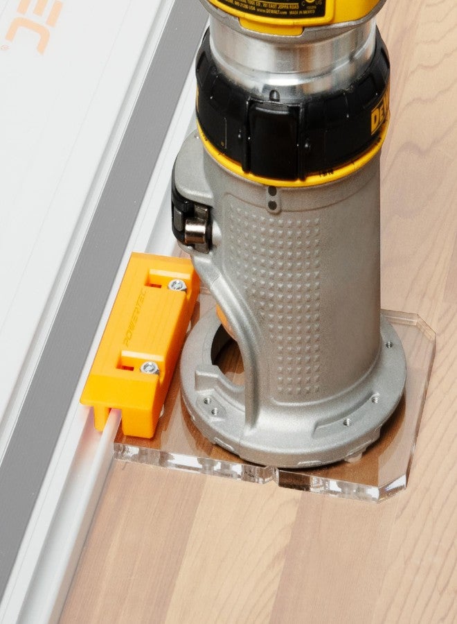 POWERTEC 72019 Router Guide Rail Adapter for DeWalt DWP611 and DCW600B Fixed Base Trim Routers - Compatible with Powertec, Makita, Festool, Milwaukee, Kreg ACS, WEN, Triton, Ridgid Guide Rails - Image 1