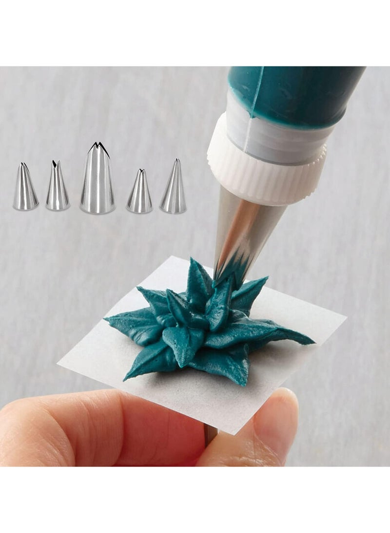 Oasisgalore 5-Piece Stainless Steel Leaf Piping Nozzles Set for Cake Decorating  - Image 2
