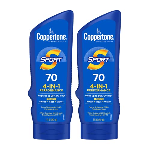 Coppertone SPORT Sunscreen SPF 70 Water Resistant Sunscreen Lotion Broad Spectrum Bulk Sunscreen Pack 7 Fl Oz Bottle Pack of 2