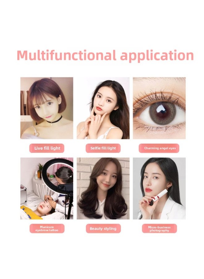 General - Net Red Live Lighting Lamp 10 Inch Beauty Rejuvenation Beauty Pupil Self-timer Ring LED Mobile Phone Bracket Light-Light Source Color:8inch Fill Light + Desktop Stand - Image 1