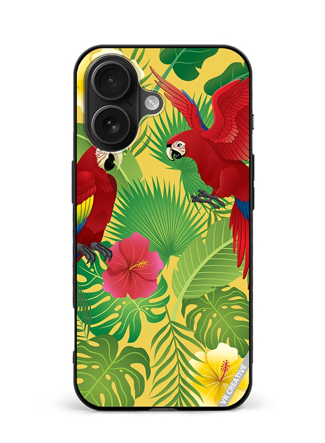 Protective Case Cover For Apple iPhone 16 Plus Parrot In Jungle Design Multicolour