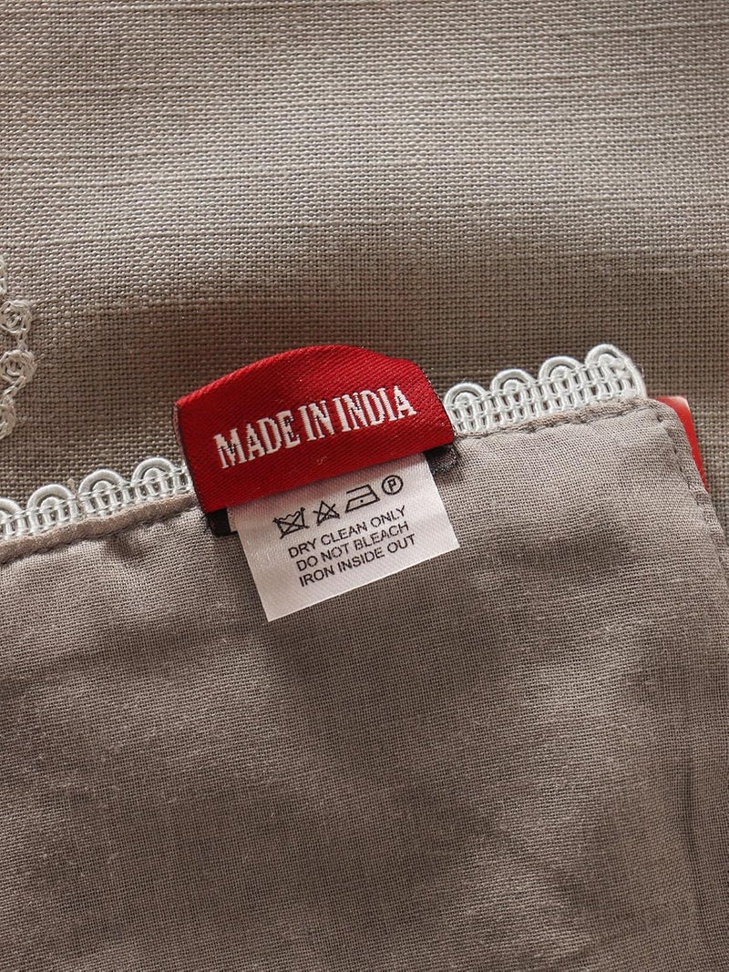 Zeba World (Luxury) Table Runner with Dotted Embroidery with Laces on Longer Ends | Grey 6 Seater Table Runner Cloth, Table Runner for Living Room, Dining Table - 30 cms x 210 cms; 12 x 84 inches - Image 3