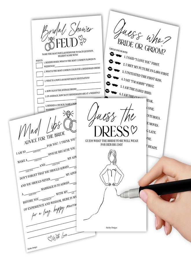 Hadley Designs 40 Minimalist Funny Bridal Shower Games 20 Guests - Wedding Games For Bridal Shower Games For Guests, Couples Wedding Shower Games For Couples, Guess The Dress Game, Bridal Party Games - Image 1