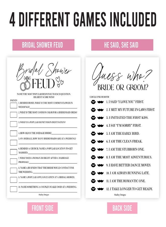 Hadley Designs 40 Minimalist Funny Bridal Shower Games 20 Guests - Wedding Games For Bridal Shower Games For Guests, Couples Wedding Shower Games For Couples, Guess The Dress Game, Bridal Party Games - Image 3