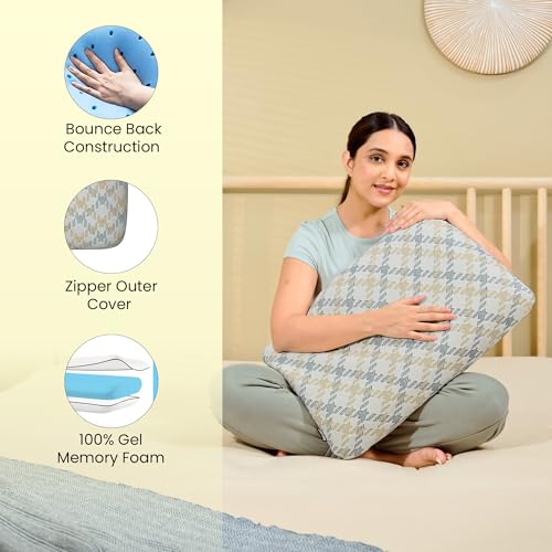 CareFoam Ventilated Cooling Gel Memory Foam Pillow, Orthopedic Pillow for Sleeping & Neck Pain Relief with Premium Removable Zipper Cover | 20x13x4 Inch | Standard - Pack of 1 - Image 4