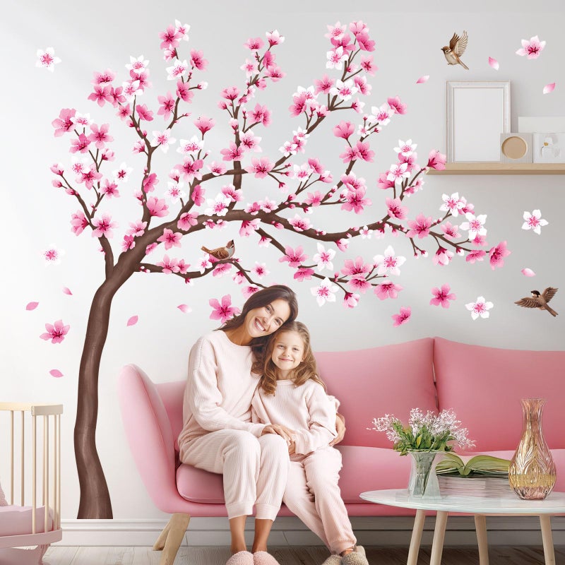 DECOWALL SG4-2306 Cherry Blossom Tree Wall Stickers Decals Peel and Stick Removable Wall Stickers for Kids Nursery Bedroom Living Room dÃ©cor Floral Bird Furniture Art Baby Birch - Image 3