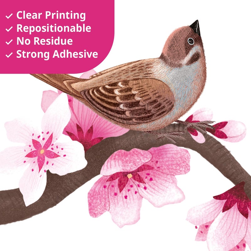 DECOWALL SG4-2306 Cherry Blossom Tree Wall Stickers Decals Peel and Stick Removable Wall Stickers for Kids Nursery Bedroom Living Room dÃ©cor Floral Bird Furniture Art Baby Birch - Image 4