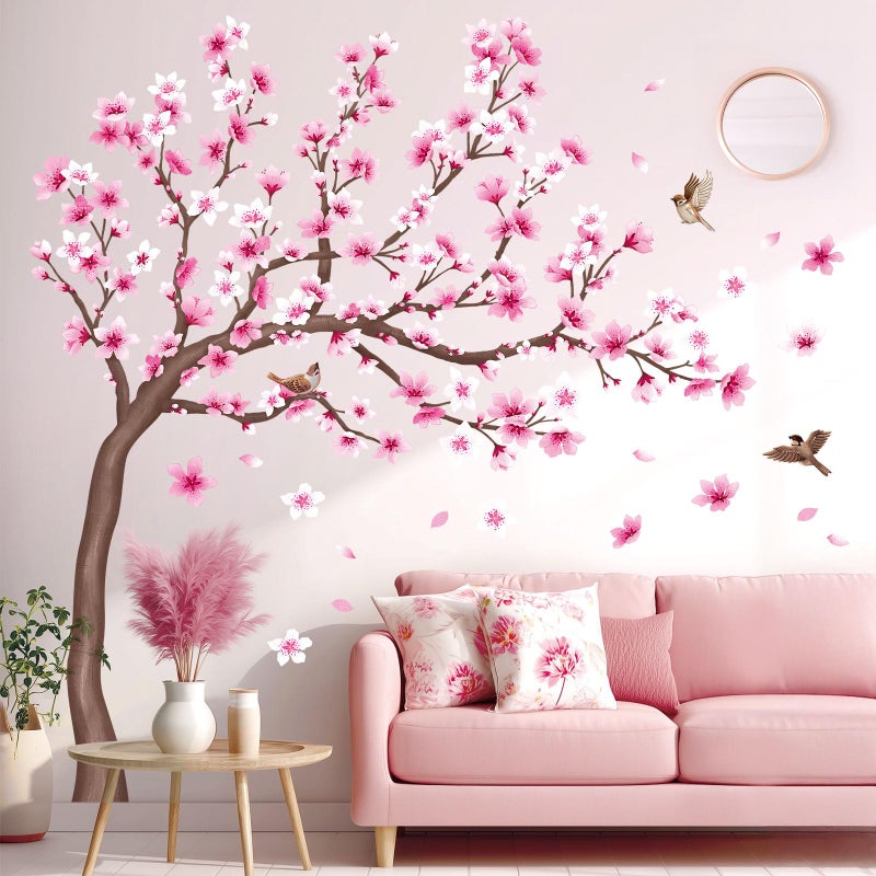 DECOWALL SG4-2306 Cherry Blossom Tree Wall Stickers Decals Peel and Stick Removable Wall Stickers for Kids Nursery Bedroom Living Room dÃ©cor Floral Bird Furniture Art Baby Birch - Image 2