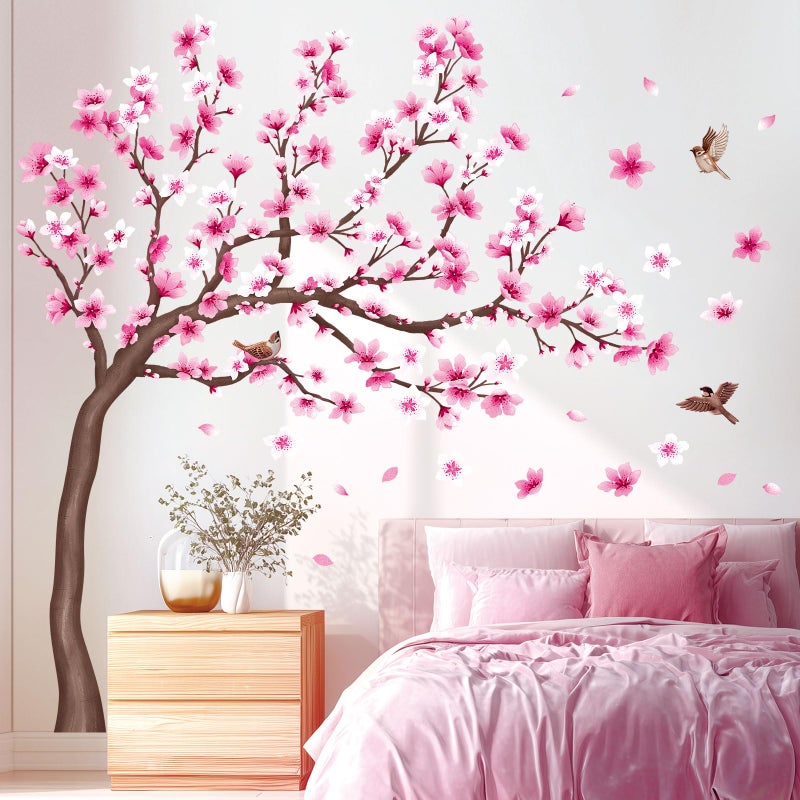 DECOWALL SG4-2306 Cherry Blossom Tree Wall Stickers Decals Peel and Stick Removable Wall Stickers for Kids Nursery Bedroom Living Room dÃ©cor Floral Bird Furniture Art Baby Birch - Image 1