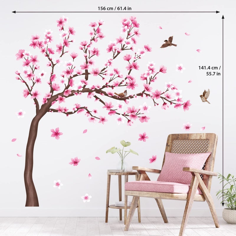 DECOWALL SG4-2306 Cherry Blossom Tree Wall Stickers Decals Peel and Stick Removable Wall Stickers for Kids Nursery Bedroom Living Room dÃ©cor Floral Bird Furniture Art Baby Birch - Image 5