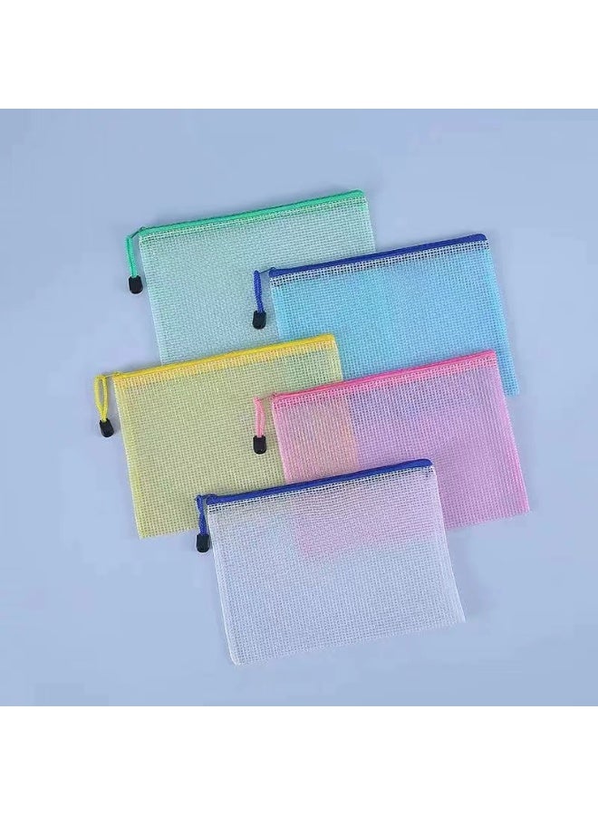 10 قطع من محافظ بلاستيكية A4، محافظ بسحاب، أكياس بسحاب، مجلد ملفات مستندات شبكي بلاستيكي، حقيبة بسحاب A4، حقائب بسحاب A4، محفظة ملفات مستندات شبكية بسحاب A4 - Image 1
