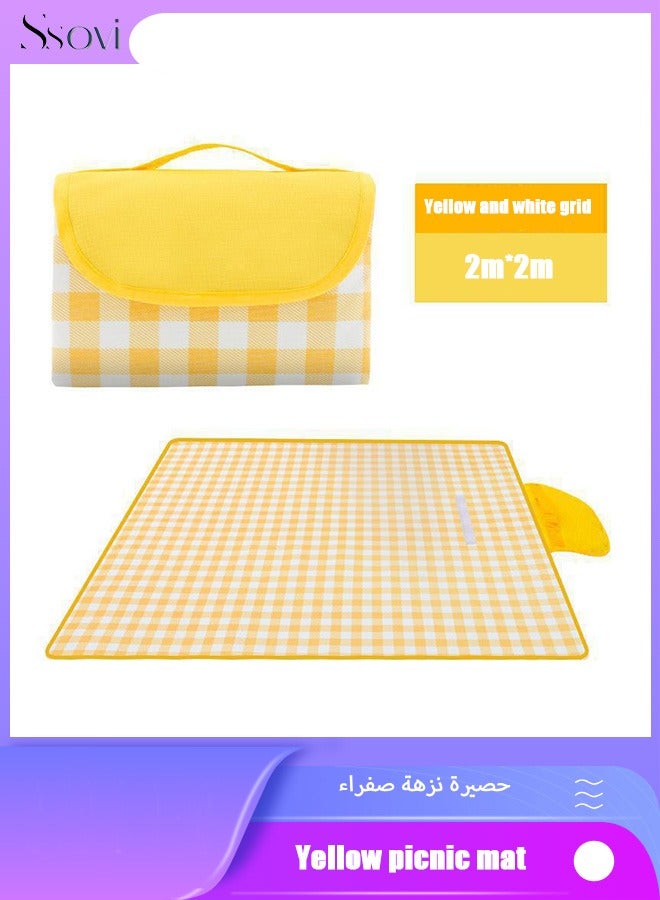 Ssovi Outdoor Picnic Mat, Moisture-Proof And Thickened Moisture-proof Mat, Beach Camping Mat, Outdoor Cushion,Foldable Waterproof Outdoor Picnic Mat 200 x 200cm（yellow） - Image 1