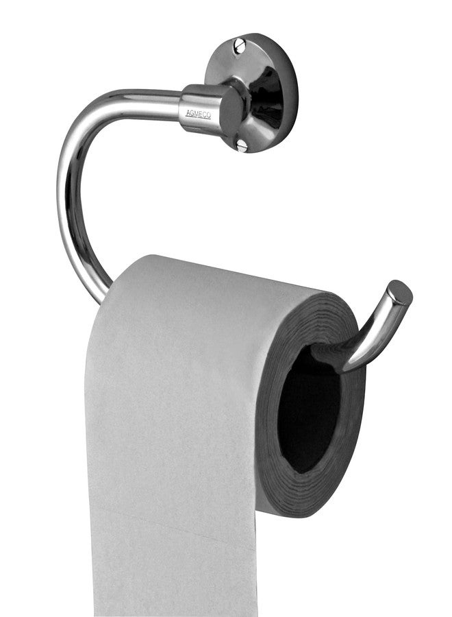 AGMECO Dolfee Brass Toilet Paper Holder Without Flap - Premium Solid Brass Toilet Tissue Roll Holder for Bathroom, Rust-Resistant & Long-Lasting Wall Mounted Toilet Paper Stand - Image 1