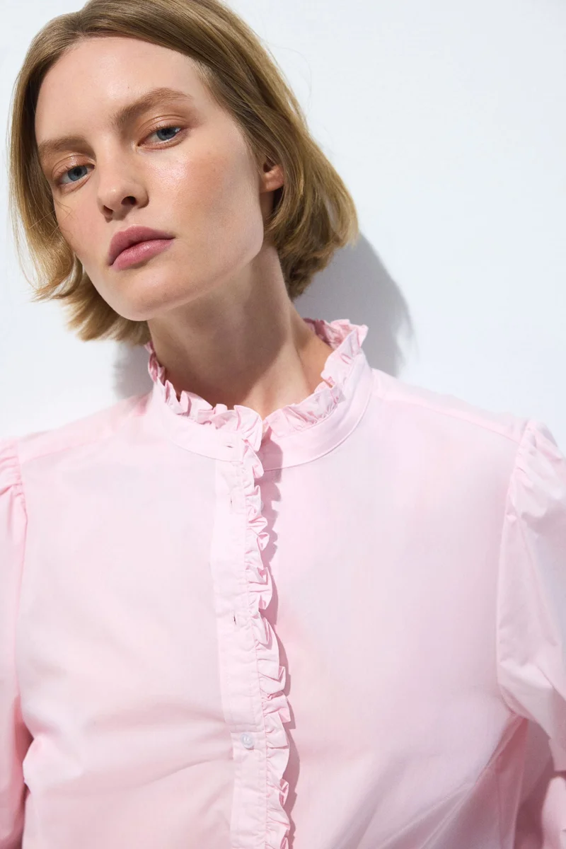 H&M Frill-trimmed poplin blouse