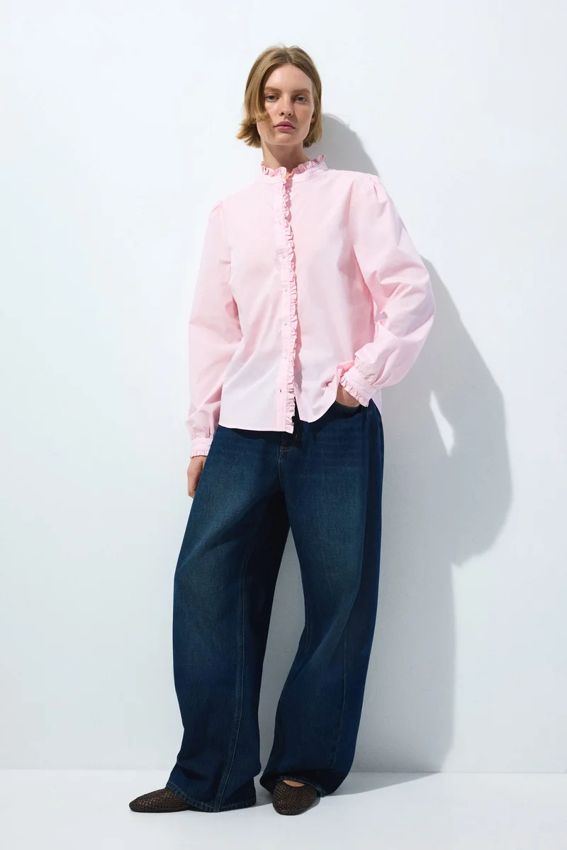 H&M Frill-trimmed poplin blouse