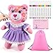 DRAWMYTOY Coloring Plush Toy with 12 Washable Markers for Little Girls Doodle Dolls for Kids Ages 46 Birthday Purple Princess Dress Bear - Image 2
