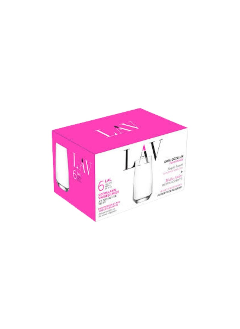 LAV Lav Lal Juice Glass Set of 6Pcs 480ml-Turkey Made  - Image 3