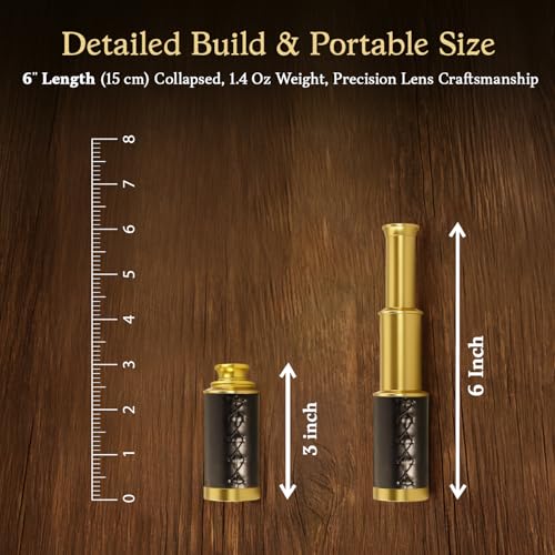 NauticalMart Brass Spyglass Telescope with Leather Case - 6 Inch Handheld Pirate Navigation Telescope for Young and Adults, Perfect Nautical Collectible and Gift for Adventure Seekers - Image 4