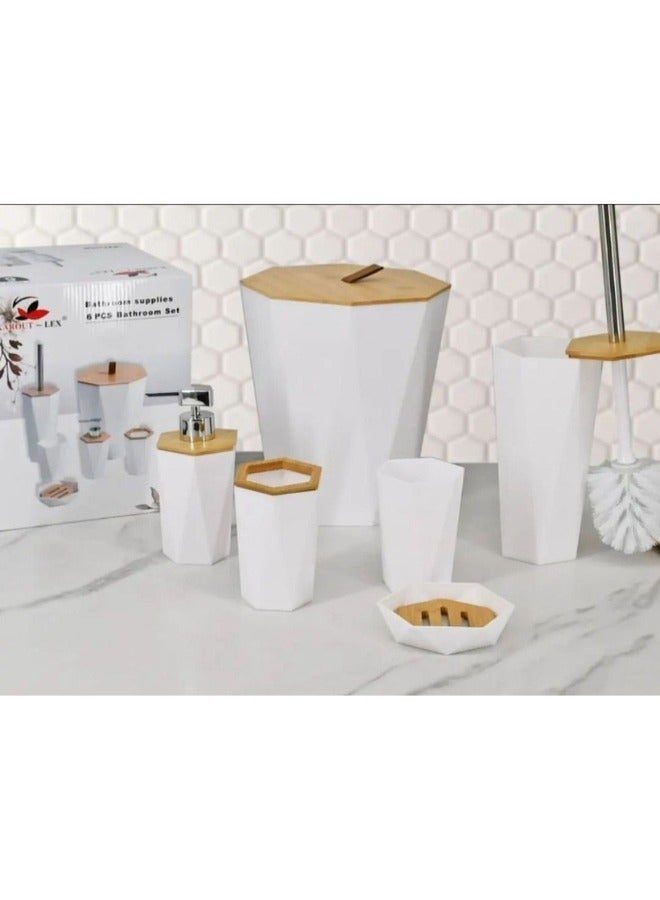 طقم إكسسوارات للحمام من 7 قطع- أبيض  - Image 4
